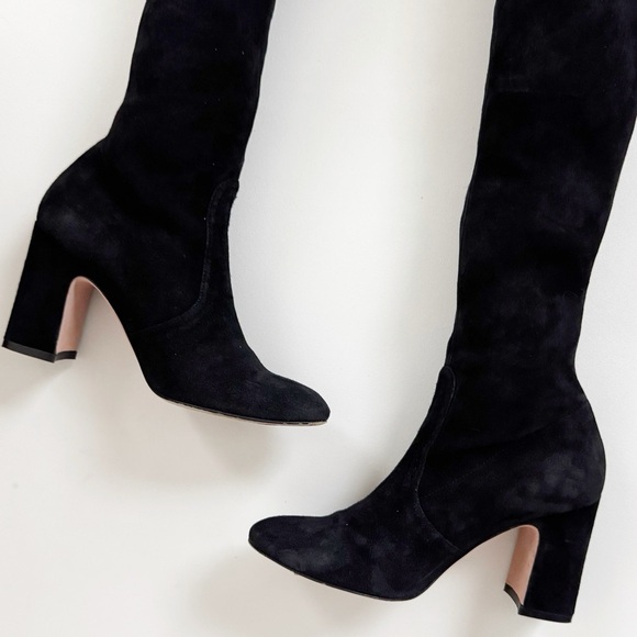 Stuart Weitzman Kirstie 90 Suede Over The Knee Boots Tall Black Classic 5 Narrow - Picture 8 of 15
